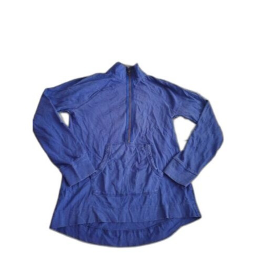 Caribbean Joe Shirt Women Small Blue Long Sleeve Cotton Half-Zip Collared Top